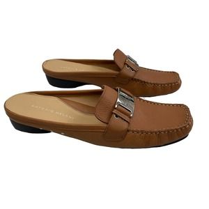 Antonio Melani Fenway Leather Slip On Mule Loafer Flat Tan 8